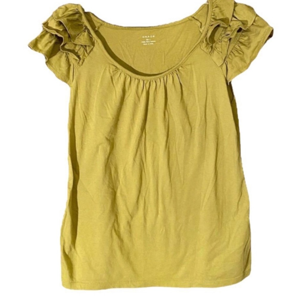 Grace Round Neck Ruffle Sleeve top size L